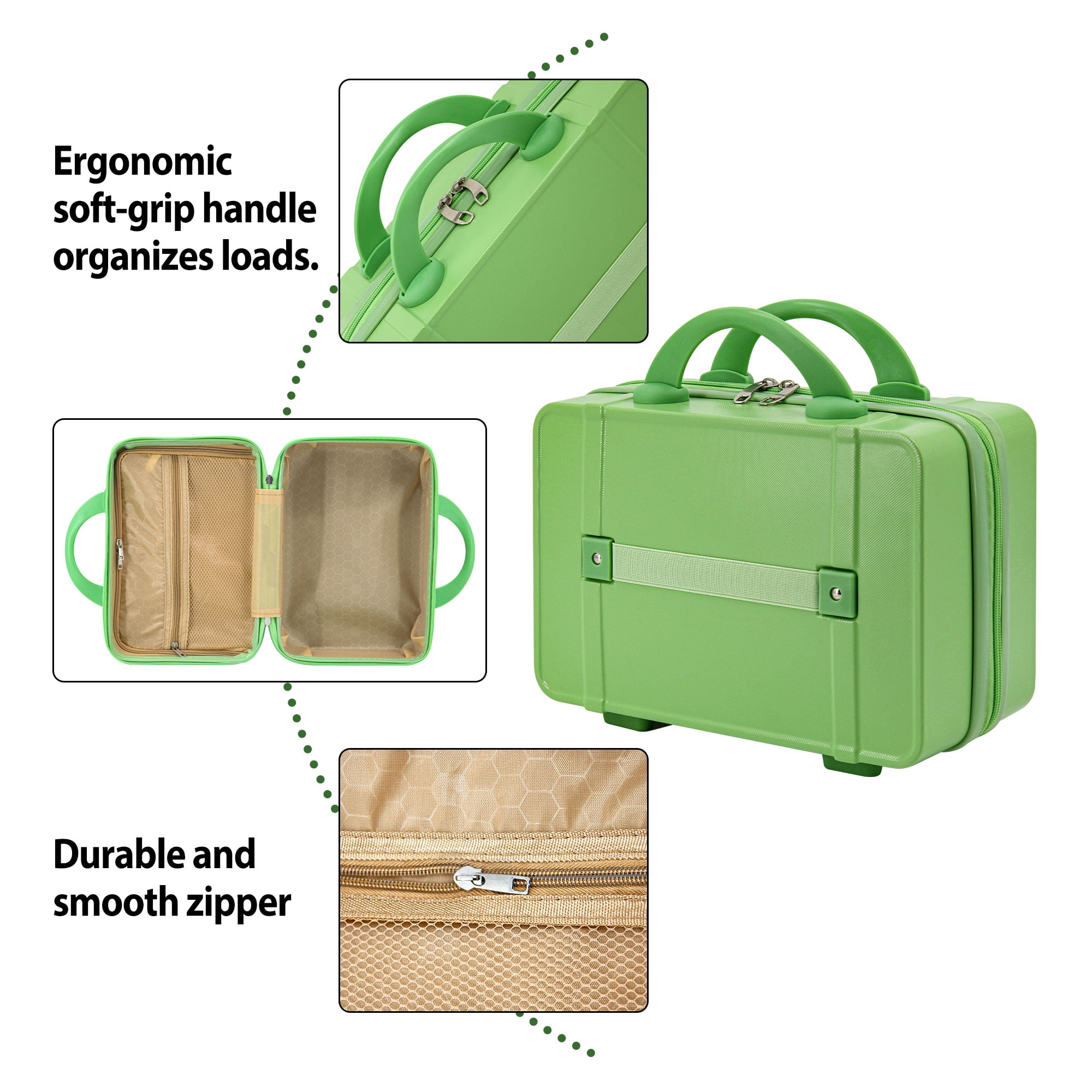 AzulHome 14" Green Carry-On Luggage - Lightweight & Durable ABS Hardshell, Compact Suitcase for Easy Travel