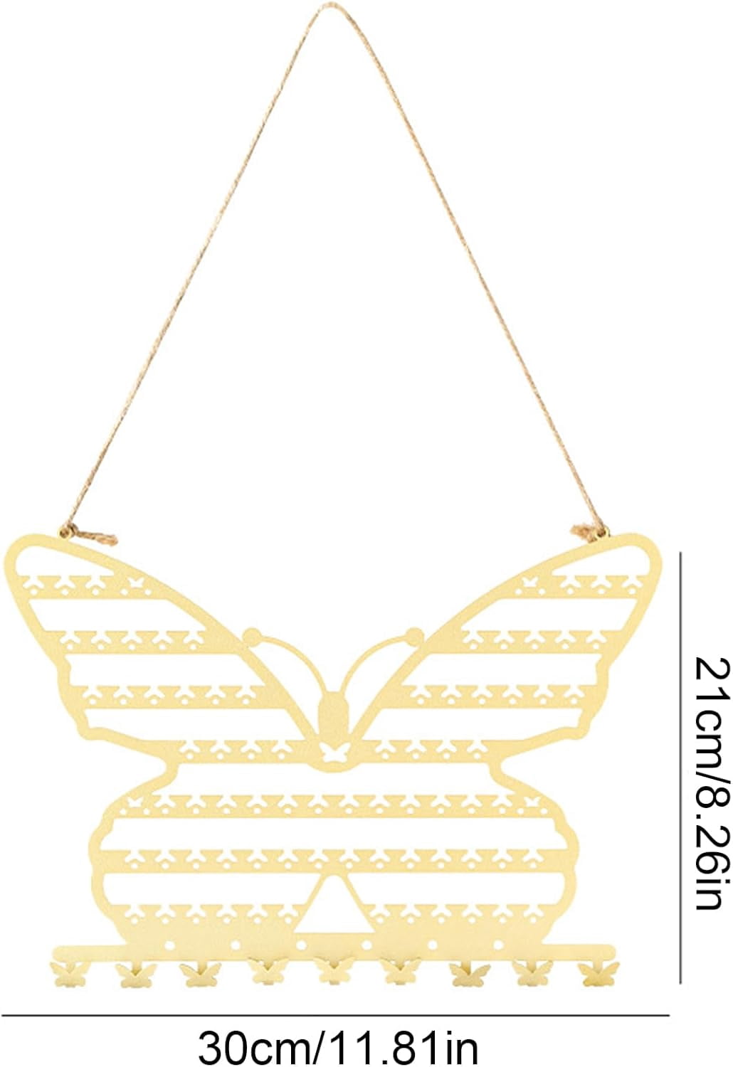 GYTY Butterfly Wall Mounted Jewelry Organizer, Metal Butterfly Earring Holder for Girls, Hanging Jewelry Organizer Display Decorative with Hooks for Necklaces Bracelets (B)
