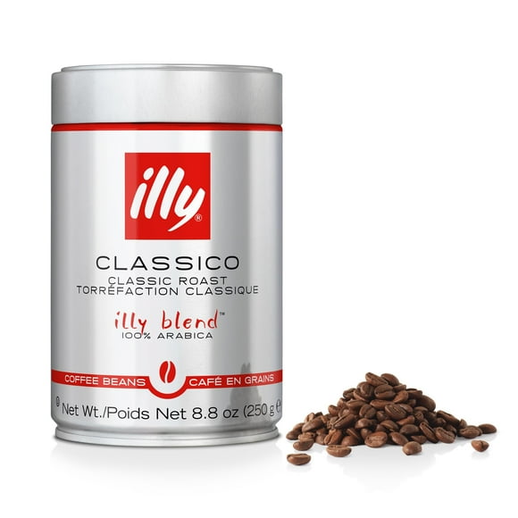 illy Coffee Beans Classico Medium Roast, 8.8 oz, • Unique pressurized coffee packaging preserves flavor • Sourced from the finest 100% Arabica coffee • Beautifully balanced and consistent taste
