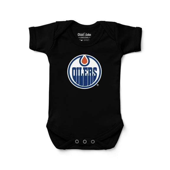 Newborn & Infant Chad & Jake Black Edmonton Oilers Primary Logo Bodysuit