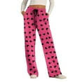 thumbnail image 5 of Women's Pajama Pants Lightweight Casual Comfy Palazzo Pants, Heart Print Sleepwear Loungewear Bottoms with Pockets,Hot Pink,2XL, 5 of 6