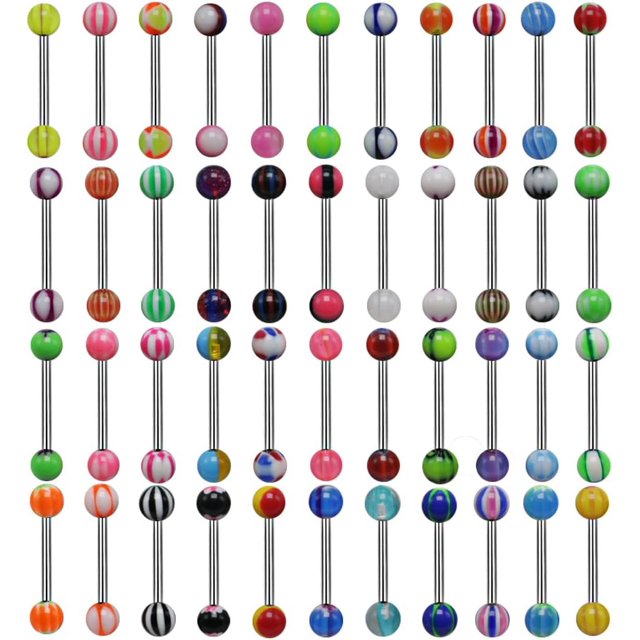 Woeilo Lot de 20 Anneaux de Langue en Acier Inoxydable Colorés pour Perçage Cosmétique