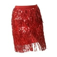 thumbnail image 1 of Falda con borlas de lentejuelas, falda de baile latino de moda, estilo bohemio, bufanda envolvente con flecos de lentejuelas Rojo, 1 of 7