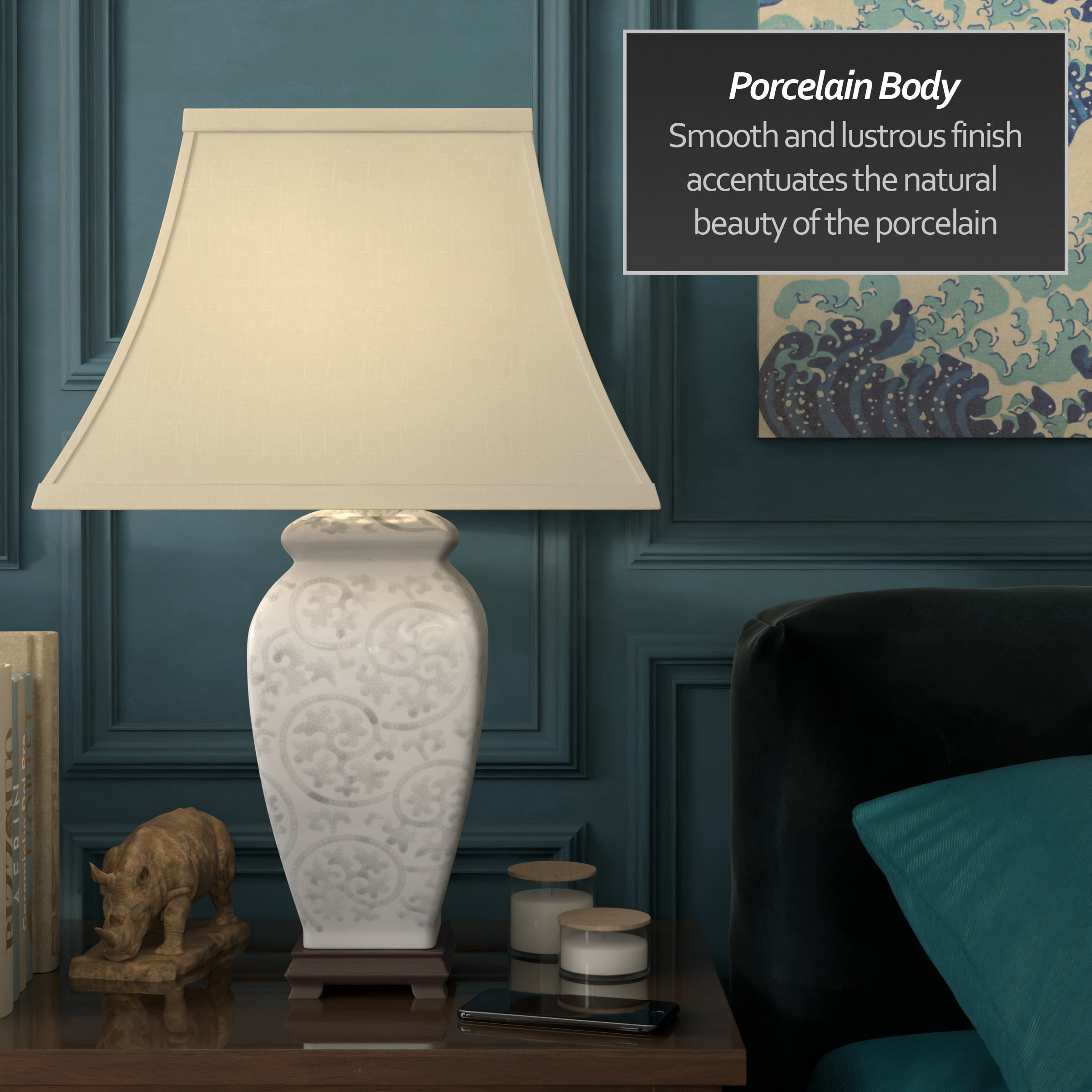Ivory Vines Porcelain Lamp