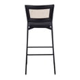 thumbnail image 5 of Rattan Tania Contemporary Bar Stool In Black Metal, Black Faux Leather, And Rattan Back - Set Of 2, 5 of 8