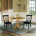 thumbnail image 2 of International Concepts Solid Wood 3-Piece Dining Set with 42 in. Dual Drop Leaf Dining Table and 2 Cross Back Dining Chairs in Oak/Black, 2 of 8