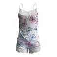 thumbnail image 5 of Ichuanyi Womens Sexy Printing Lace Sling Sleeveless Tank Tops Splicing Shorts Casual Set, 5 of 6