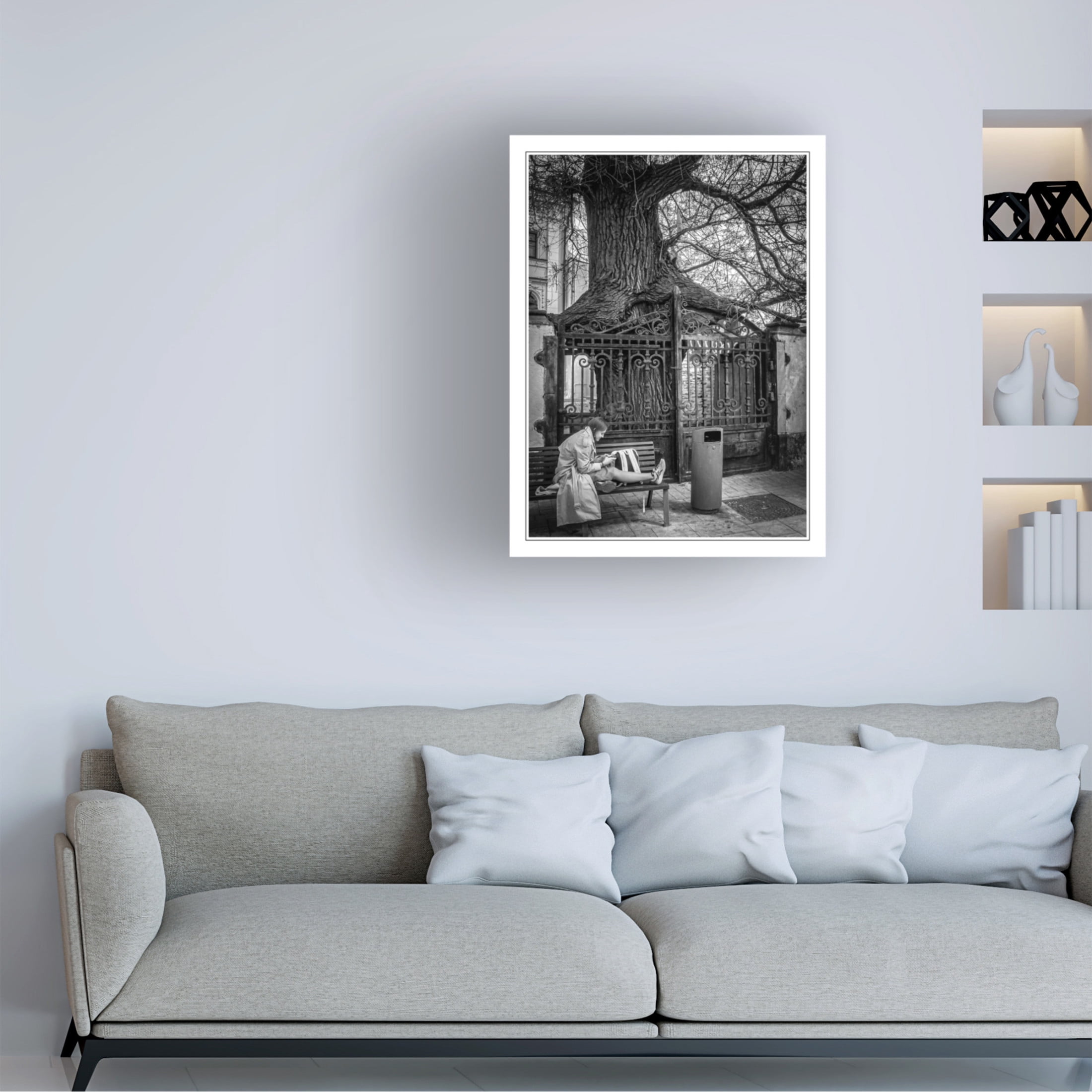 Canvas Wall Art - Yury A Melnikov 'City Woman Tree Urn Loneliness' Wall Art for Living Room, Bedroom, or Office Décor by Trademark Fine Art - 24 x 32 Inches