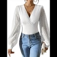 thumbnail image 3 of Blusas de Mujer con Escote en V Profundo y Cruzado, Camisetas de con Lunares y Larga, Blusas Informales. XL, 3 of 9