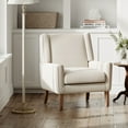 thumbnail image 6 of AFO Modern Accent Chair Set of 1, High Back Upholstered Fabric Armchair with Wood Legs, Mid-Century Wingback Chair for Living Room Bedroom, Beige, 6 of 10