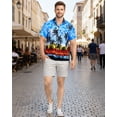thumbnail image 6 of HAPPY BAY Men's Hawaiian Shirts Short Sleeve Button Down Shirt Men's Casual Shirts Vacation Tropical Beach Summer Party Shirts for Men Funny L Island View, Blue, 6 of 7