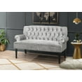 thumbnail image 3 of Home Design Caterine Rolled Arm Settee with Diamond Tufted Back and Single Cushion Seat, Velvet Upholstery for Living Room, Mid-Century Design, 3 of 5