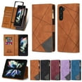 thumbnail image 1 of SaniMore for Samsung Galaxy Z Fold 5 Case with Card Slot, for Samsung Z Fold 5 [Zipper Pocket] Line Stitching Wallet Stand PU Leather Folio Flip Kickstand + Hand Strap Protective Shell, Brown, 1 of 9