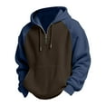thumbnail image 4 of KHONTS Men's Quarter Zip Hoodies Drawstring Waffle Knit Hooded Sweatshirt Casual Long Sleeve Pullover Tops with Pocket Brown1 XXXL, 4 of 4