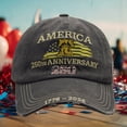 thumbnail image 5 of 250Th Anniversary Hat, 250Th Anniversary, 250Th, Anniversary, Bell, Embroidery, Baseball, Faded Washed Cotton, 6 in Curved Brim, American Patriotic Events, Dark Charcoal, One, 5 of 5