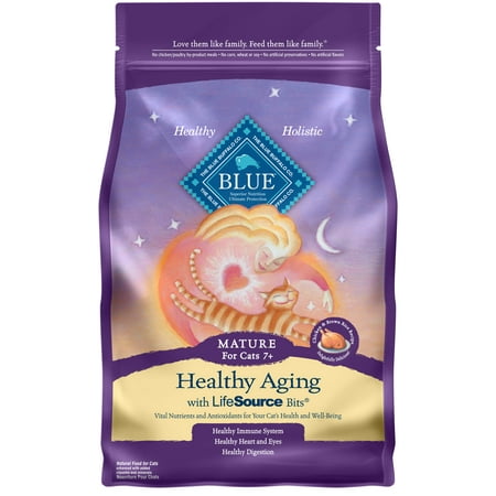 Blue Buffalo Healthy Aging Natural Mature Chicken & Brown Rice Dry Cat Food, (Best Cat Food For Mature Cats)