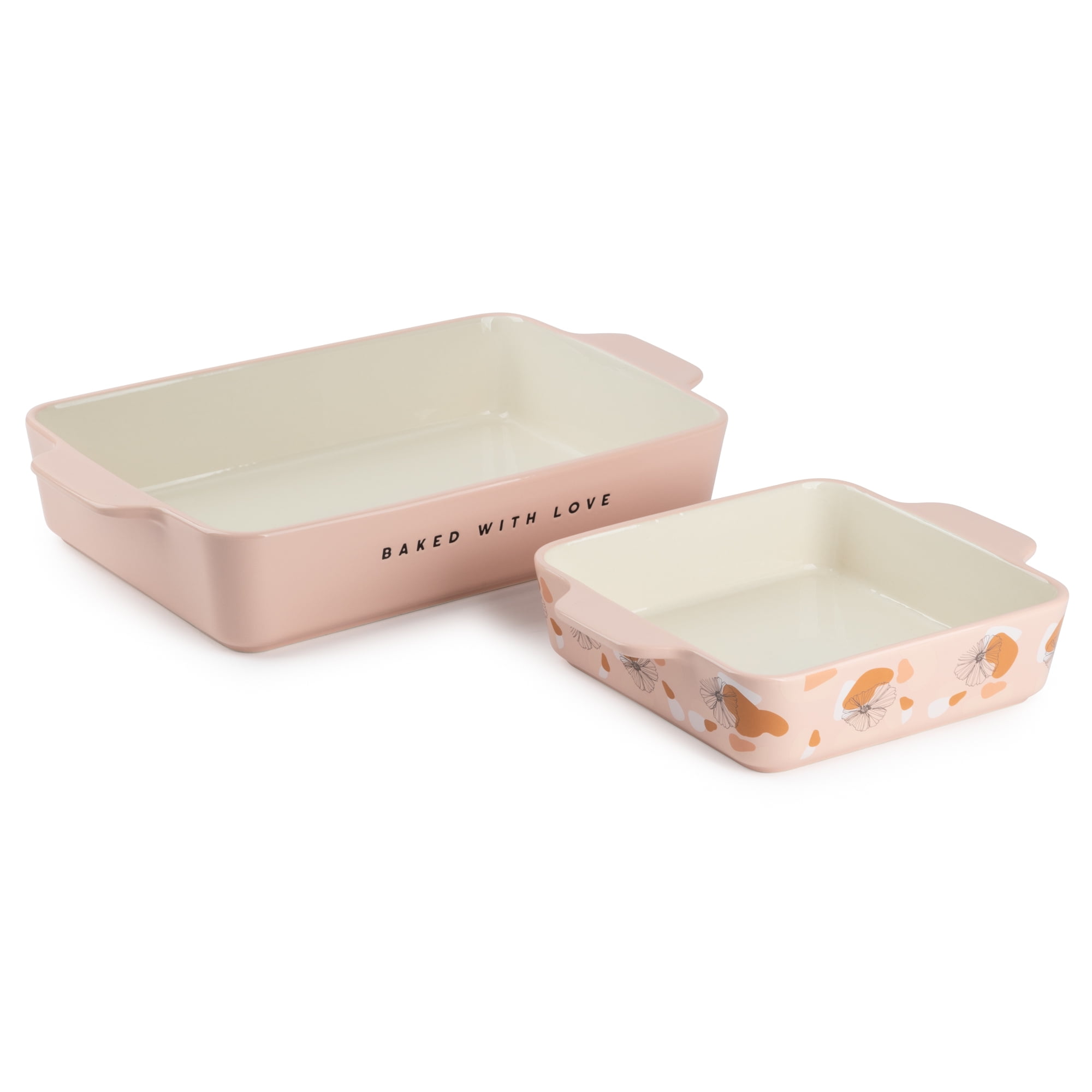 Thyme & Table Stoneware Square & Rectangular Baker, Pink, 2-Piece Set