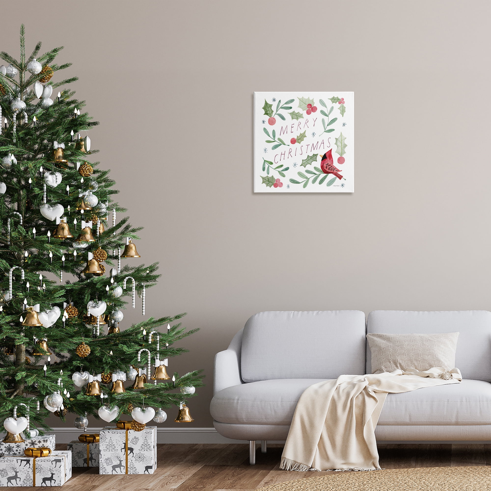 Stupell Industries Soft Whimsical Christmas Holiday Painting Gallery Wrapped Canvas Art Prints Wall Art, 24 x 24