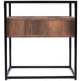 thumbnail image 4 of Maklaine Modern 1 Drawer Glass Top End Table in Black and Natural, 4 of 10