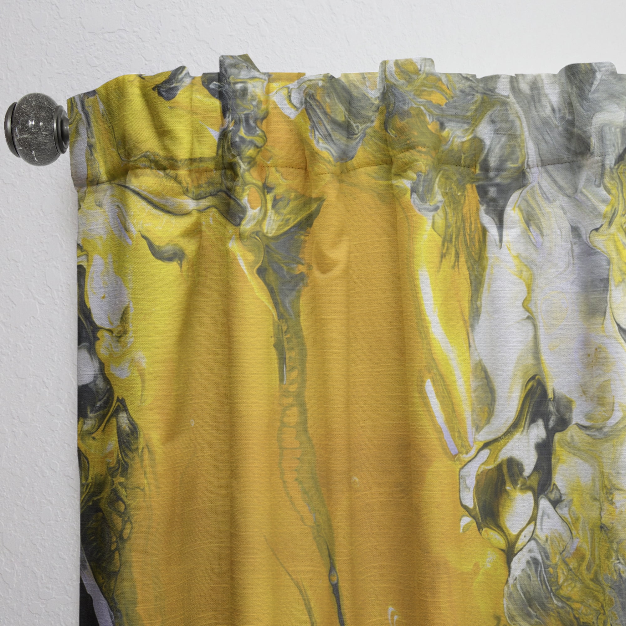 Designart 'Yellow Marbled III' Modern & Contemporary Curtain Panel