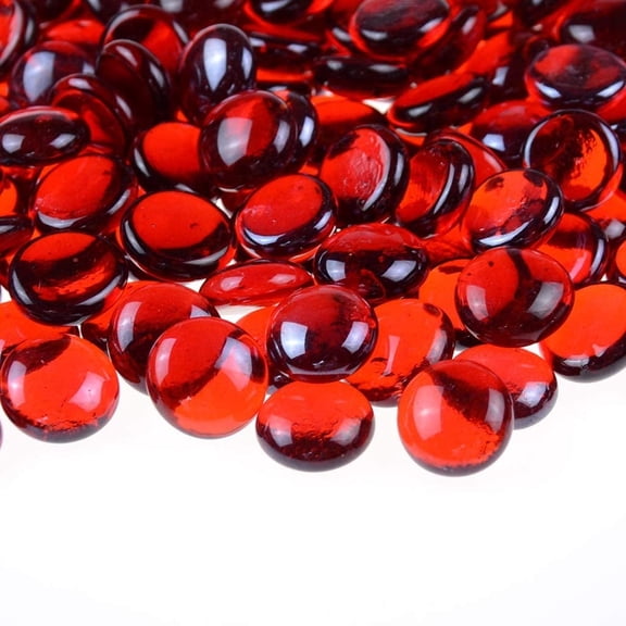 Zhuge 100 Pcs 14mm  Flat Glass Gemstone Beads, Vase Fillers & Aquarium Decor Rocks, Red