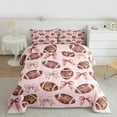 thumbnail image 2 of Castle Fairy Boys Girls Football Print 3 Pieces Queen Comforter Set,Kawaii Pink Ribbon Bow Ultra Soft Bedding Sets,Sport Rugby Gamer Bedding Comforter Set Breathable,Super Cozy Room Decor,Reversible, 2 of 8