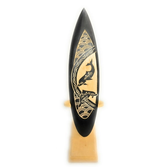 Surfboard On Stand w/ Dancing Dolphins 10" - Trophy | #sur15a25
