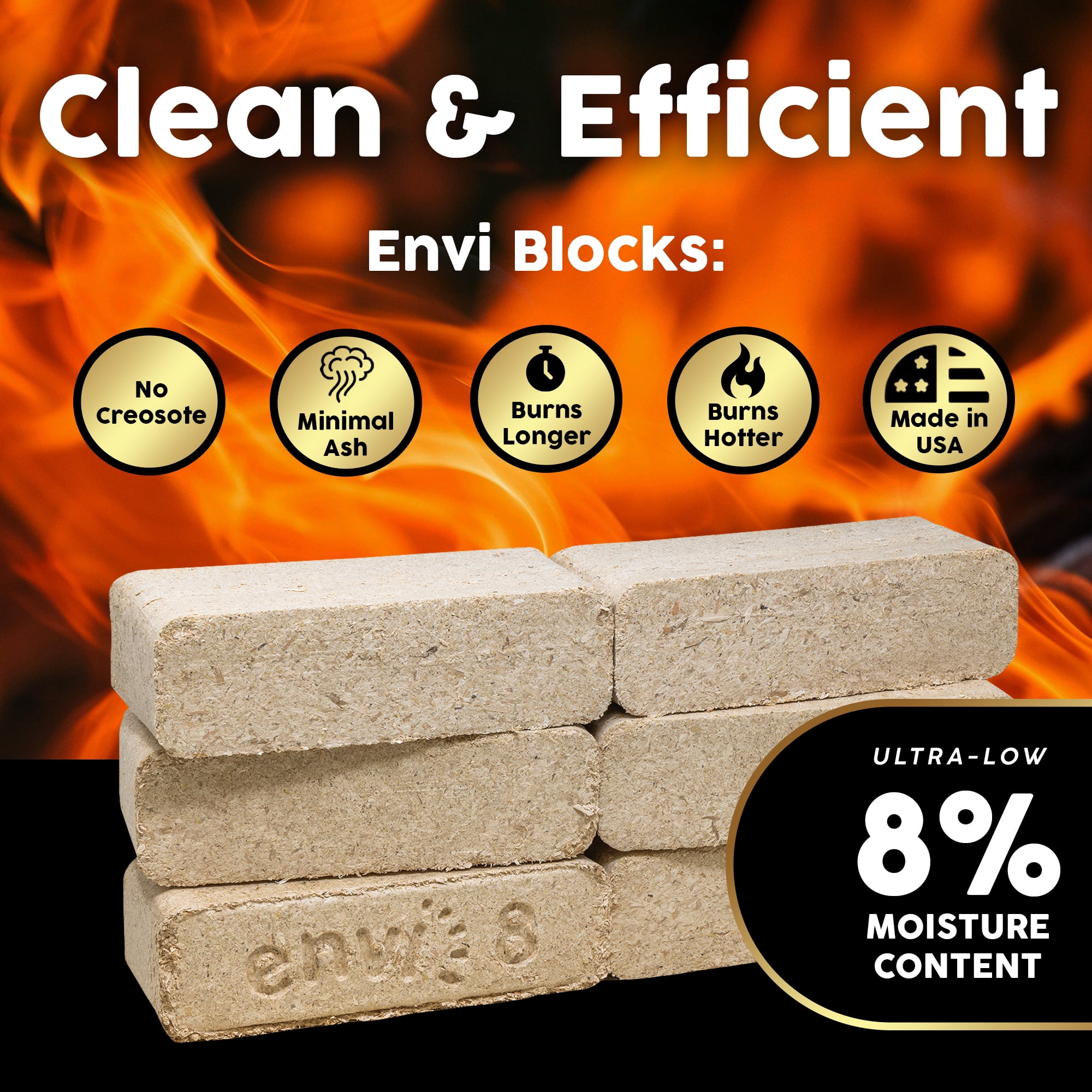 Firewood Central Envi 8 Hardwood Fuel Blocks by Bio-Diversity 100