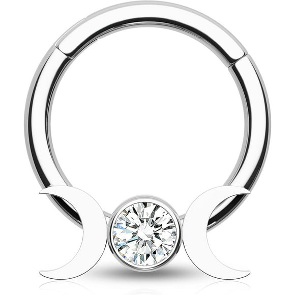 shiyou-Septum Rings 316L Stainless Steel Septum Piercing Jewelry 16Gauge Daith Piercing Jewelry Moon Phase Septum Piercing Jewelry for Women