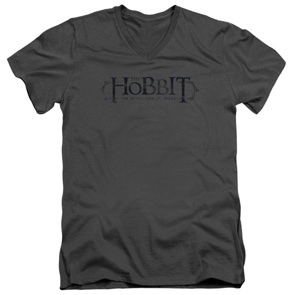 Hobbit Ornate Logo S/S Adult V-Neck T-Shirt 30/1 T-Shirt Charcoal