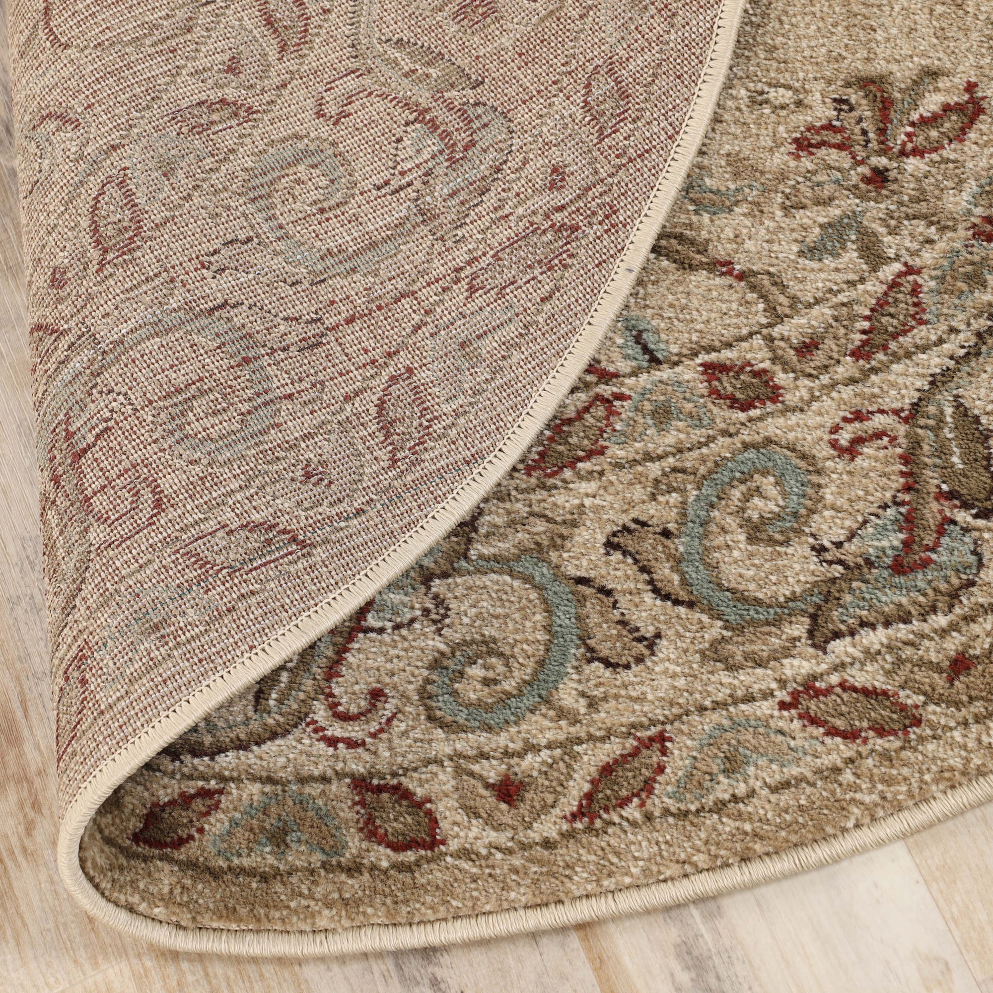 Traditional Geometric Floral Medallion Indoor Area Rug, 8' round, Ivory by BNM