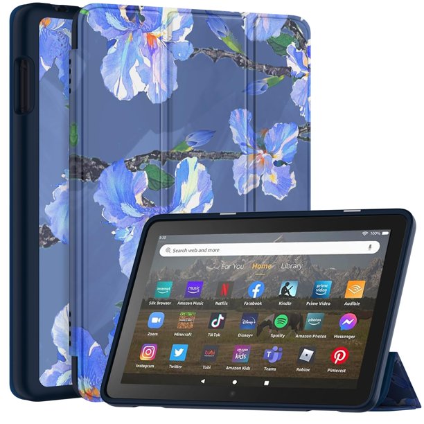 Funda DJ&RPPQ para tablet de 8" con soporte tríptico de doble ángulo y diseño de iris