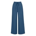 thumbnail image 6 of Women Tie Waist Pleated Wide Leg Trousers Sevevn High Waist Flowy Loose Fit Dress Pants With Side Pockets, Varied Solid Color Options For Office Work Dating Vacation And Everyday Casual Dressing, 6 of 7