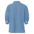 thumbnail image 5 of Qwertyu Mens Linen Dress Shirts Long Sleeve Dress Shirts Plus Size Casual Linen Shirts for Men Button Down Shirt Light Blue M, 5 of 6