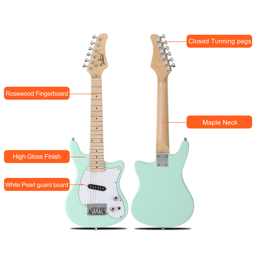 Tcbosik 30 inch Beginner Electric Guitar Starter with 5W Amplifier, Bag, Strap, Plectrum, Power Wire and Wrench Tool for Starter, Light Green