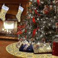thumbnail image 4 of Falda de árbol de Navidad con copo de nieve, faldas grandes para árbol de Navidad con calcetín de Feliz Navidad para fiestas de feliz año nuevo (1 juego-Dios), 4 of 5
