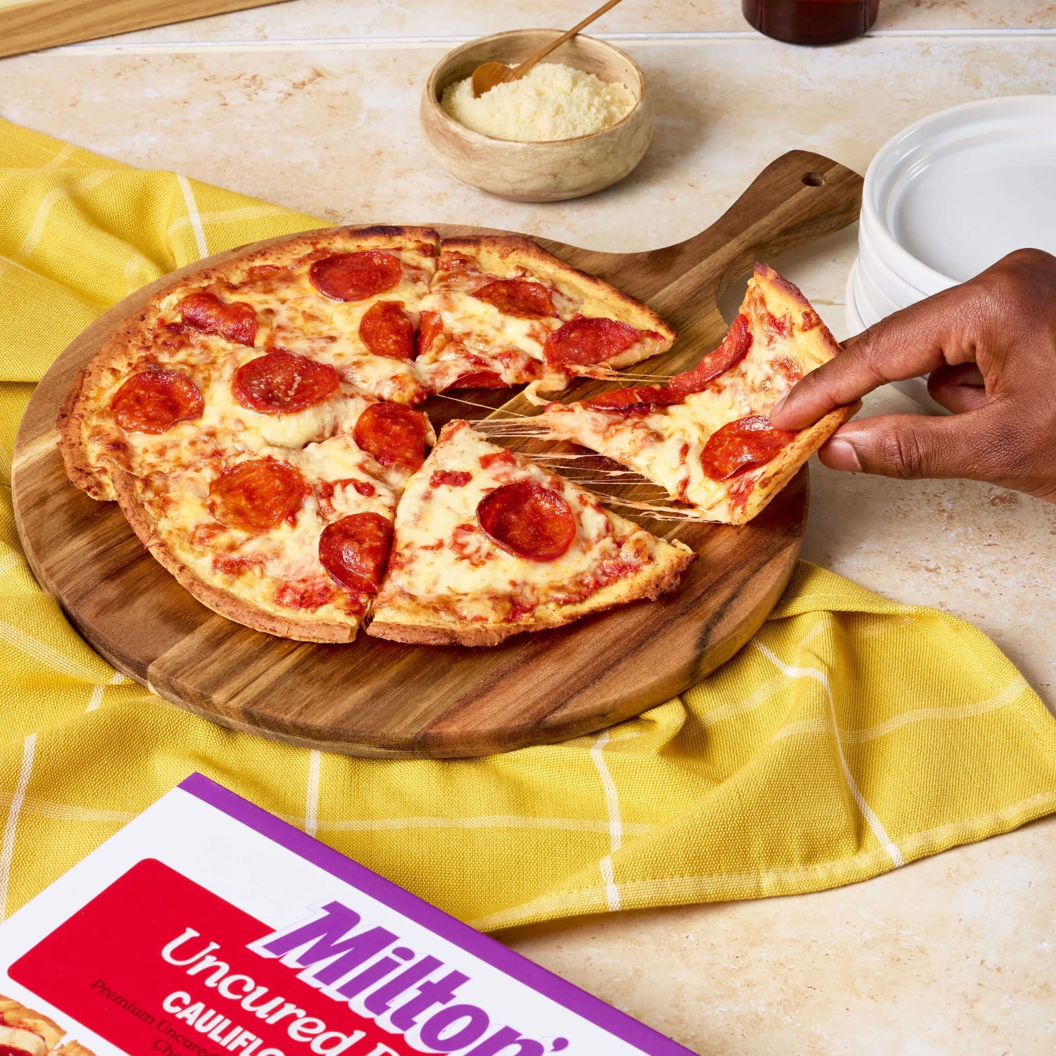 Milton’s Cauliflower Crust Pizza - Uncured Pepperoni, 10oz (Frozen) with Tomato Sauce