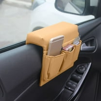 Car Window Armrest Storage Box, DELESYS Leather Vehicle Side Door Organizer with Multiple Pockets, Comfortable Automotive Arm Elbow Rest Pad Bag Accessories, Universal for Most Cars (Beige)