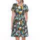 thumbnail image 1 of Balery Moose Squirrel owls tree Vestidos sueltos de manga corta para mujer, vestidos de verano 2025, vestidos casuales de corte A con vuelo., 1 of 6