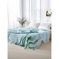 thumbnail image 5 of Coastal Seahorse California King Size Flat Sheet, Wrinkleproof & Fadeproof Cooling Flat Bed Sheet Only, Ocean Nautical Starfish Seashells Coral Breathable Soft Bedding Top Sheets 108 x 98 Inches, 5 of 8