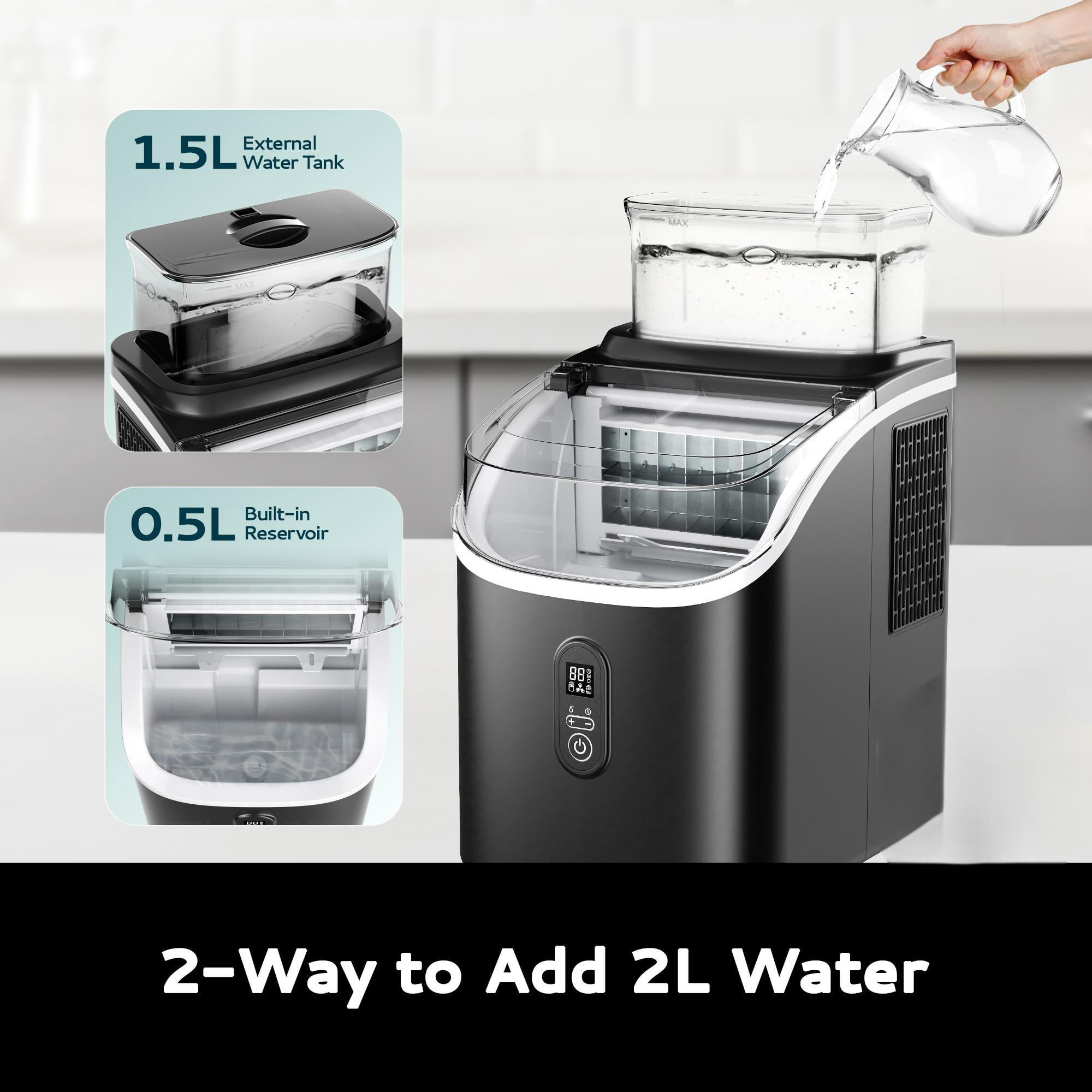 EUHOMY Countertop Ice Maker, Cube Ice Machine Produces 34 lbs Daily, Fast & Compact