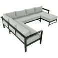 thumbnail image 3 of 4 Piece Patio Furniture Set, U-Shaped Multi-Person Outdoor Patio Sectional Sofa Set with Pillows and Cushions, 6- Seat Patio Conversation Furniture Set for Garden Backyard Balcony, 3 of 9