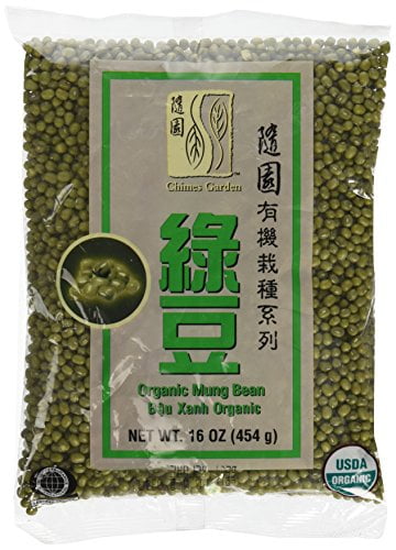 NineChef Bundle - Chimes Garden Organic Mung Beans for Sprouting Asian Cuisine & More 16-Ounce Pouches + 1 NineChef Brand Long Handle Spoon