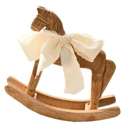 WINDLAND Artistic Wooden Rocking Horse Figurine Ornament for Distinctive Home and Gift