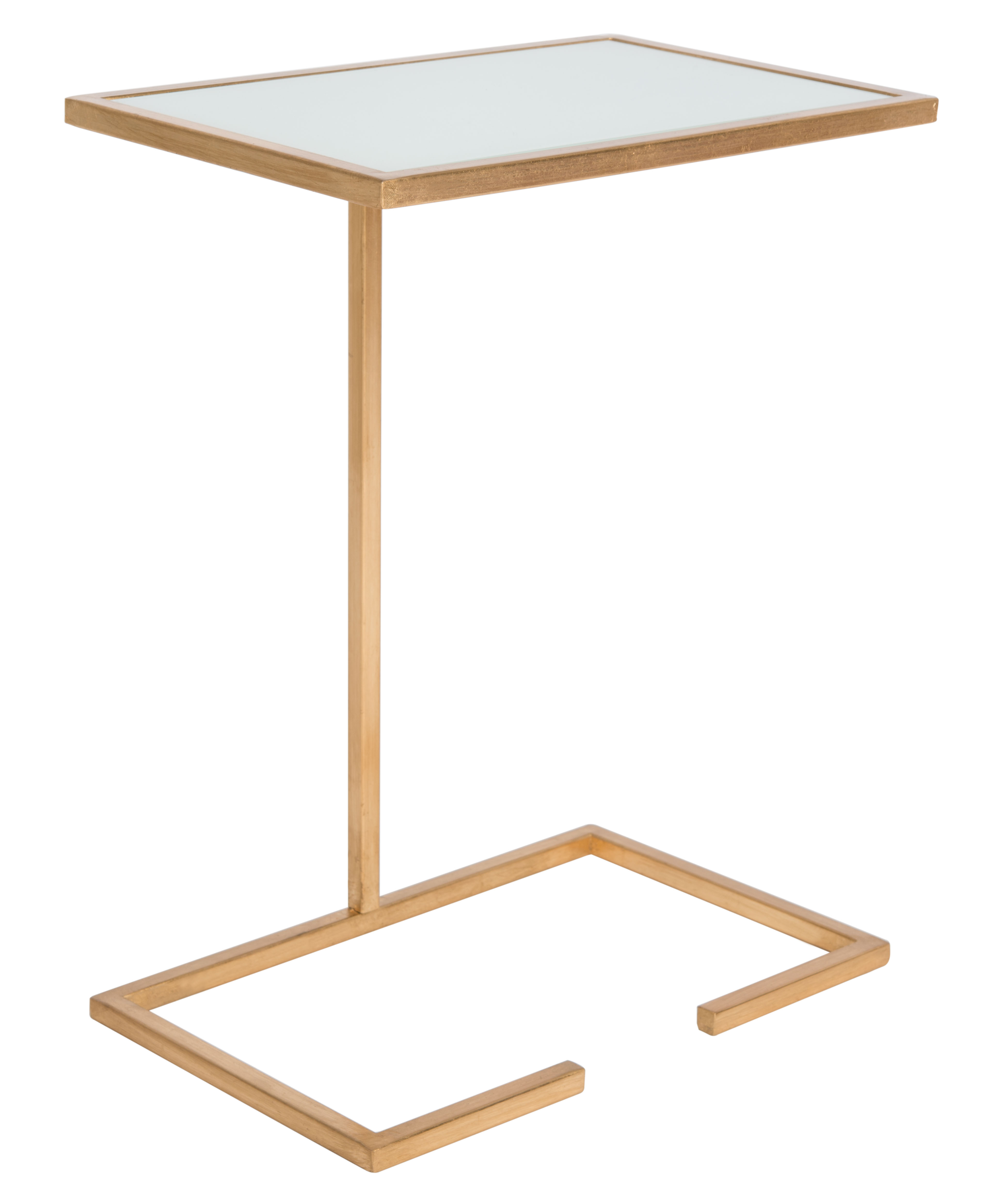 SAFAVIEH Neil 21 in. H Solid Classic Accent Table, Gold Leaf/White Glass