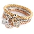 thumbnail image 1 of Set de pulseras de oro rosa de oro rosa 3 piezas para mujer joyería con pedrería, 1 of 3