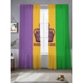 thumbnail image 2 of Mardi Gras Sheer Curtains 2 Panels Set Carnival Crown Purple Gold Green Sheer Window Curtains Light Filtering Rod Pocket Voile Drapes for Bedroom Living Room 52"X84", 2 of 8
