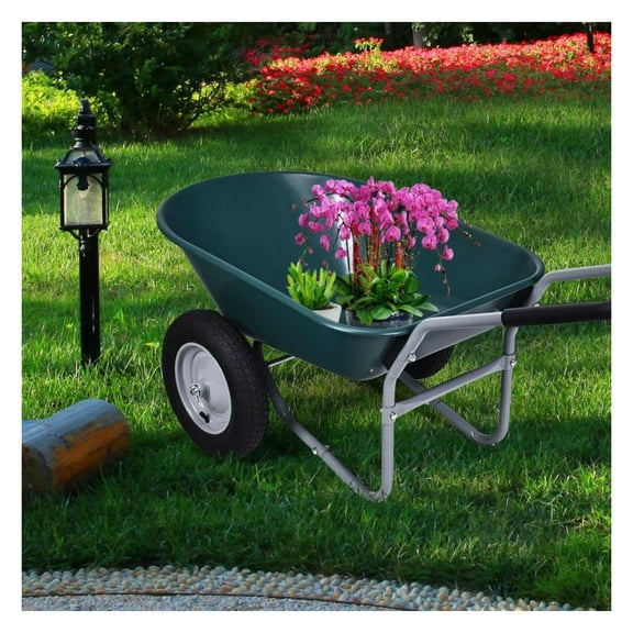 Heavy Duty Dolly Cart, 2-Wheel Utility Wheelbarrow, 330lbs Garden Cart - Steel Frame, Pneumatic Tires, Easy Dump, for Patio, Warehouse, Farm, Yard Work