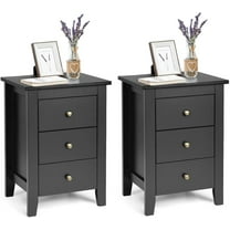 Giantex Nightstand, Side Table with 3 Drawers, Bedroom Side Storage Cabinet Wooden End Table Accent Table Solid Wood Legs