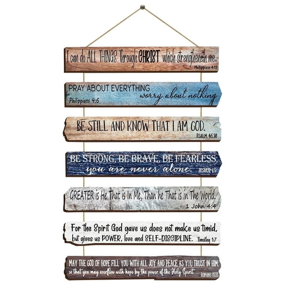 Christian Wall Art Office Inspirational Wooden Bible Verses Scripture Wall Decor for Kitchen Living Room Bedroom